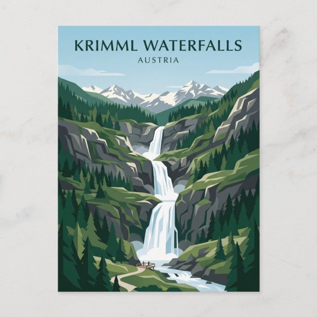 Cartão Postal Cataratas de Krimml Áustria (Frente)