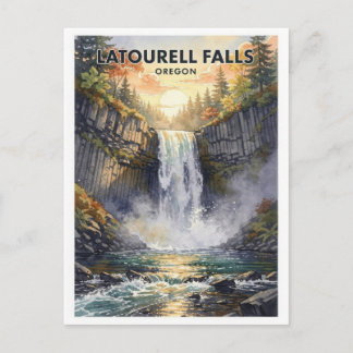 Cartão Postal Cataratas de Latourell Oregon Viagem Vintage