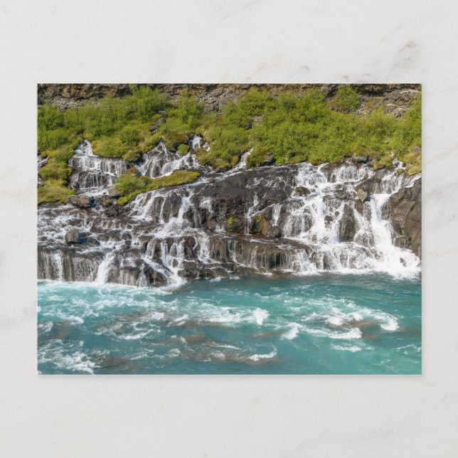 Cartão Postal Cataratas Hraunfossar - Islândia Ocidental (Frente)