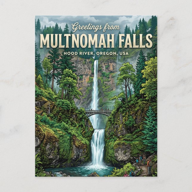 Cartão Postal Cataratas Multnomah EUA (Frente)