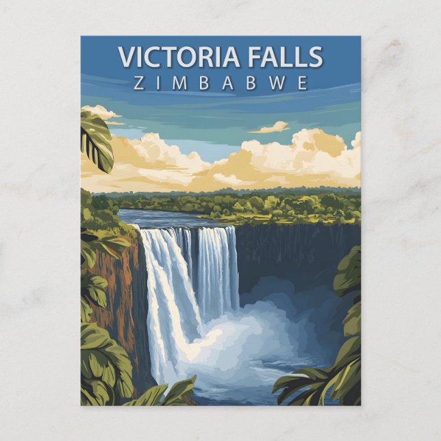 Cartão Postal Cataratas Victoria Falls Zimbábue Africanas Antiga (Frente)