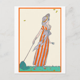Cartão Postal Catching Borboletas George Barbier Moda Francesa