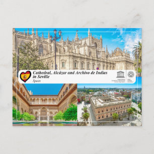 Cartão Postal Catedral, Alcázar, Arquivo de Índias em Sevilha