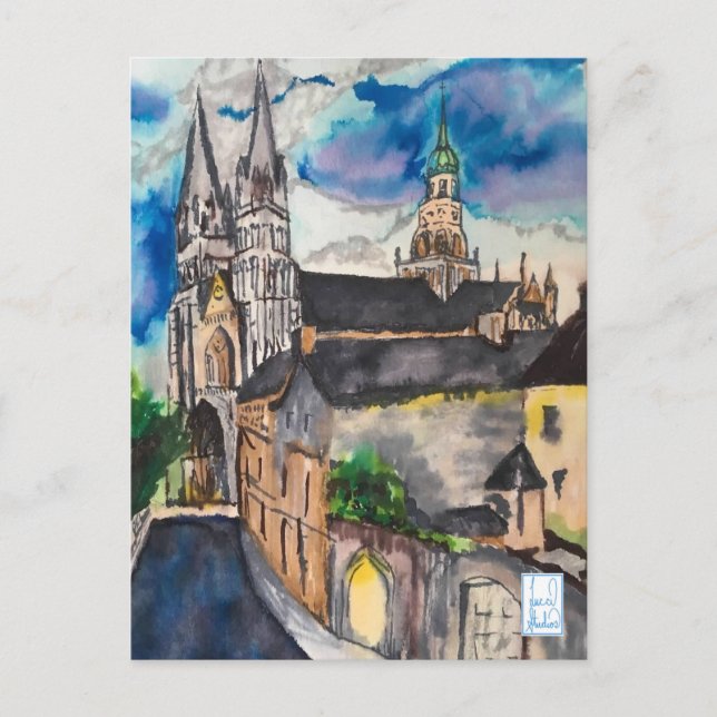 Cartão Postal Catedral Bayeux França (Frente)