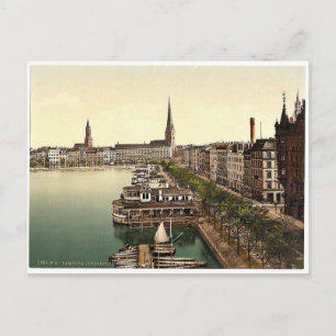 Cartão Postal Catedral de Alster, Junfernsteig, Hamburgo, Germa
