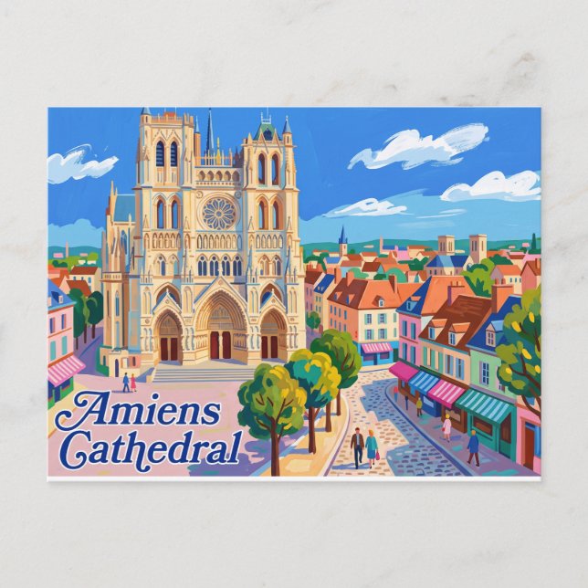 Cartão Postal Catedral de Amiens França (Frente)