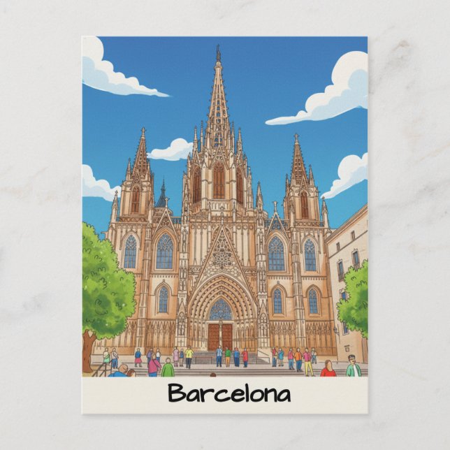 Cartão Postal Catedral de Barcelona (Frente)