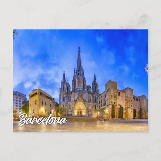 Cartão Postal Catedral de Barcelona, Barcelona, Espanha (Frente)