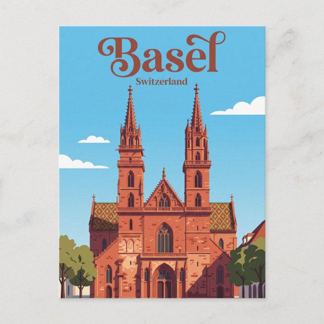 Cartão Postal Catedral de Basileia Suíça (Frente)