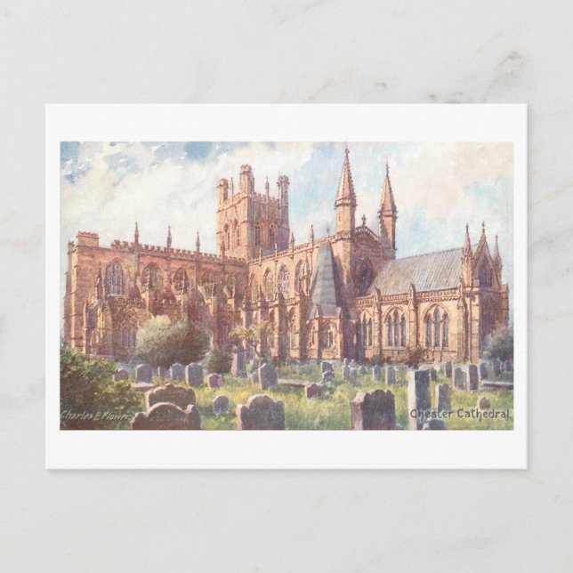 Cartão Postal Catedral de Chester Antiga (Frente)