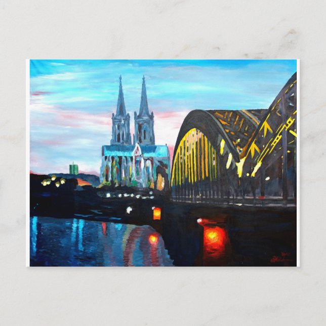 Cartão Postal Catedral de Colônia com Hohenzollernbridge (Frente)