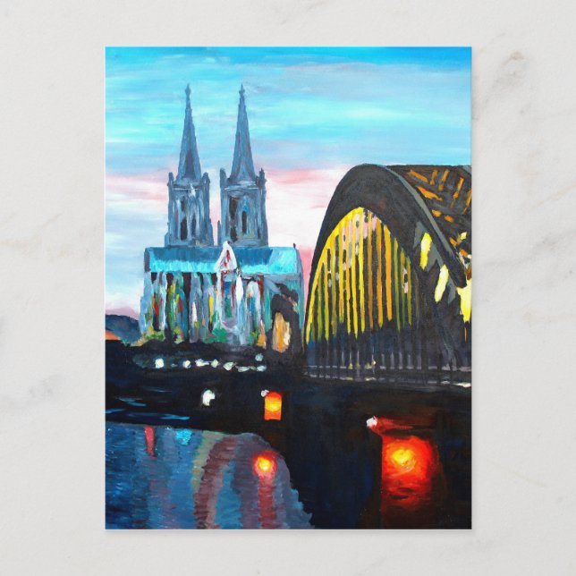 Cartão Postal Catedral de Colônia com Hohenzollernbridge (Frente)