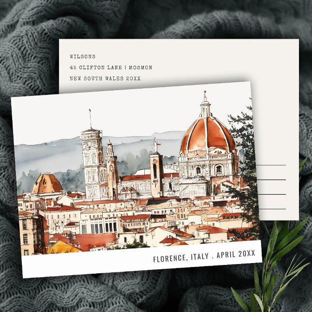 Cartão Postal Catedral de Florença Itália Aquarela Viagem Italia (Criador carregado)