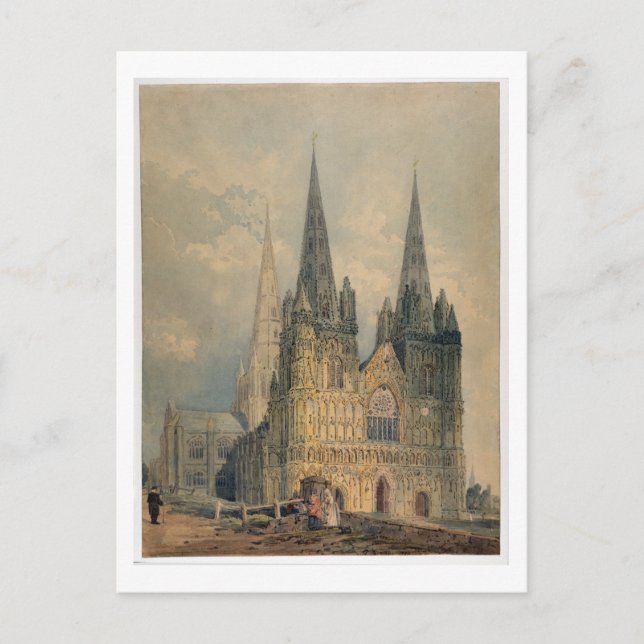 Cartão Postal Catedral de Lichfield, Staffordshire, 1794 (c/c) (Frente)