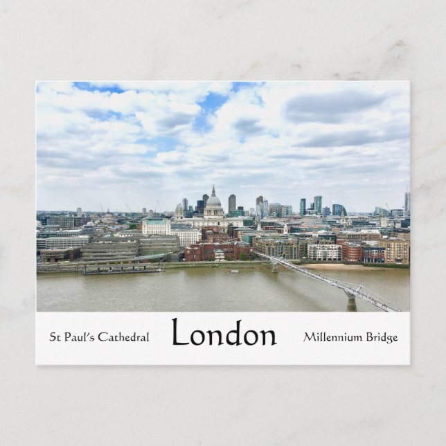 Cartão Postal Catedral de Londres, em Tiames, Rio e Ruas, Paul (Frente)