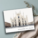 Cartão Postal Catedral de Milão Itália Watercolor Viagem italian<br><div class="desc">Se precisar de mais alguma personalização,  por favor,  sinta-se à vontade para me enviar um e-mail em yellowfebstudio@gmail.com. ou mensagem via Zazzle.</div>