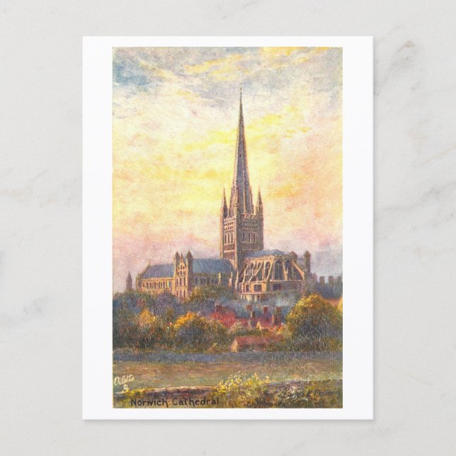 Cartão Postal Catedral de Norwich Antiga (Frente)