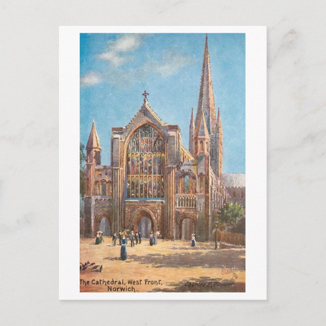 Cartão Postal Catedral de Norwich antiga (Frente)