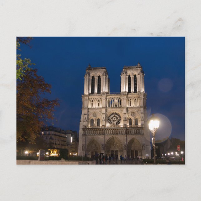 Cartão Postal Catedral de Notre Dame à Noite, Paris (Frente)