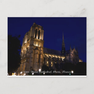Cartão Postal Catedral de Notre Dame à noite, Paris, França