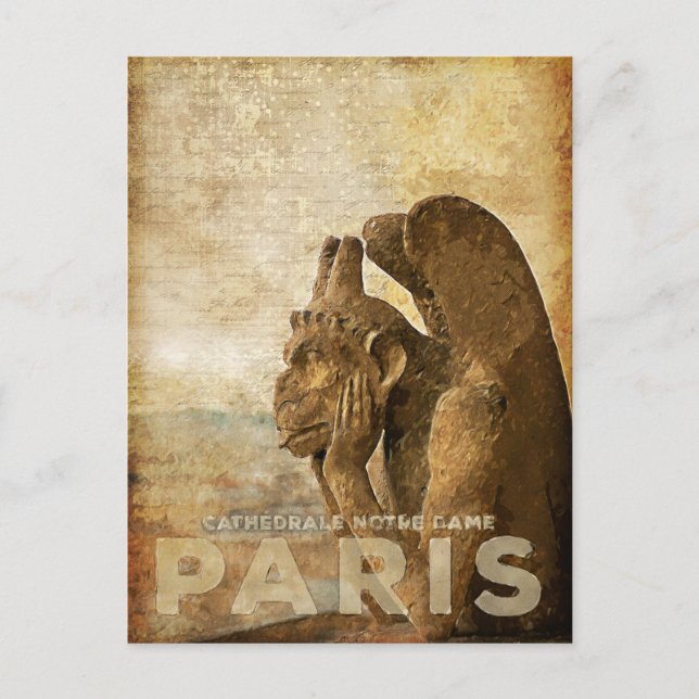 Cartão Postal Catedral de Notre Dame, Paris, le Stryga Chimera (Frente)