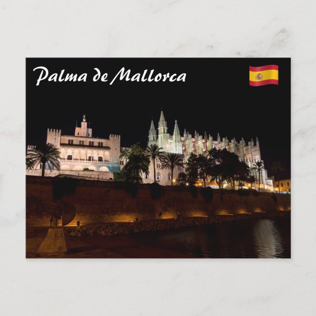 Cartão Postal Catedral de Palma de Maiorca e Palácio de Almudain (Frente)