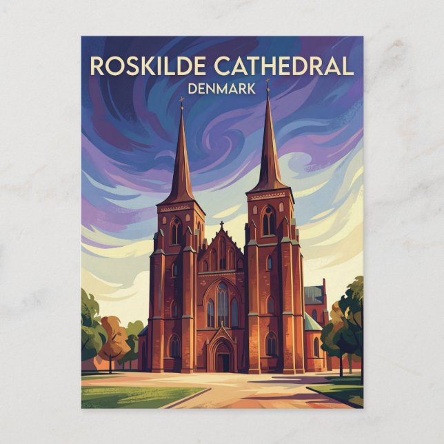 Cartão Postal Catedral de Roskilde Dinamarca (Frente)