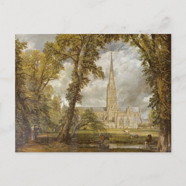 Cartão Postal Catedral de Salisbury por John Constable Postcard (Frente)