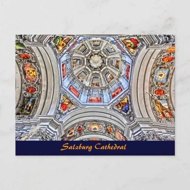 Cartão Postal Catedral de Salzburgo Dome Frescoes Antigo Testame (Frente)