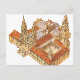 Cartão Postal Catedral de Santiago de Compostela. Espanha