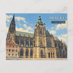 Cartão Postal Catedral de São Vito de Praga em Luz Dourada