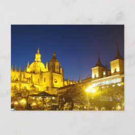 Cartão Postal Catedral de Segóvia à noite, Espanha