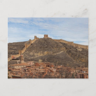 Cartão Postal Catedral e muros da cidade de Albarracín, Espanha