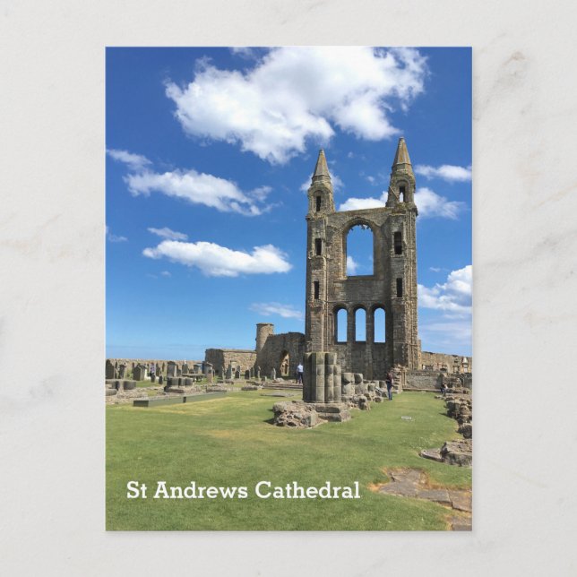 Cartão Postal Catedral em Ruínas Torres de St Andrews Escócia ao (Frente)