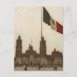 Cartão Postal Catedral en el Zocalo del DF con la Bandera 12