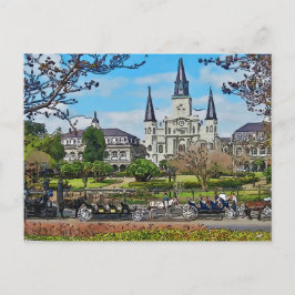 Cartão Postal Catedral, Praça Jackson, Poster de Nova Orleans
