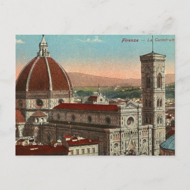 Cartão Postal Catedral retro de Florença Italia Italia da arte (Frente)