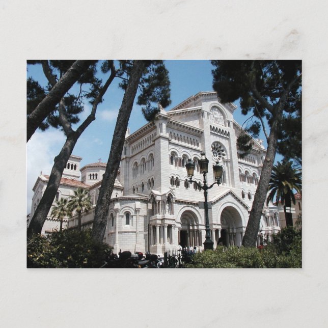 Cartão Postal Catedral Santo de Nicholas, no Mônaco (Frente)