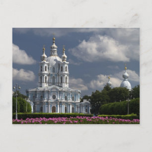 Cartão Postal Catedral Smolny em Ruas. Petersburgo, Rússia