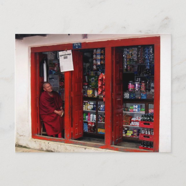 Cartão Postal Catmandu Nepal Viagem sorrindo Monk Budista (Frente)