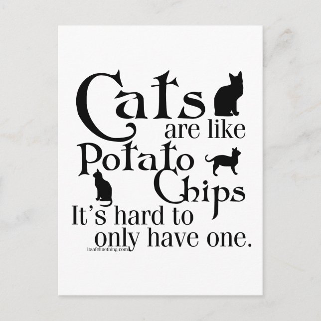 Cartão Postal Cats are like potato chips... (Frente)