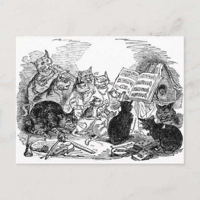 Cartão Postal Cats Cantantes Vintage (Frente)