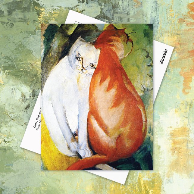 Cartão Postal Cats Red e White Franz Marc (Criador carregado)