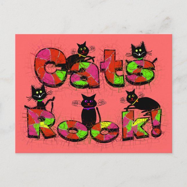 Cartão Postal Cats Rock — presentes para amantes de gatos (Frente)