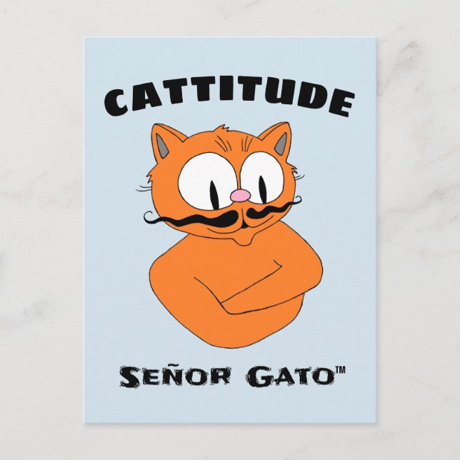 Cartão Postal "CATTITUDE" Senhor Gato Bigode Gato (Frente)