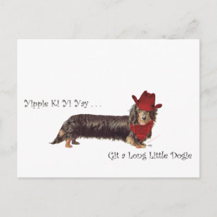 Cartão Postal Caubói Dachshund Longo