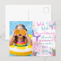 Cauda de sereia Aquarela Aniversário Sob o Mar