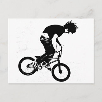 Cartão Postal Cavaleiro BMX em Preto e Branco