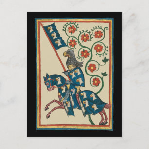 Cartão Postal Cavaleiro com Eagle Heraldry, Medieval do século 1
