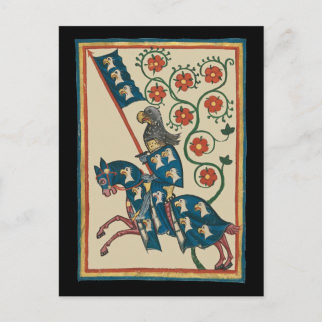 Cartão Postal Cavaleiro com Eagle Heraldry, Medieval do século 1 (Frente)